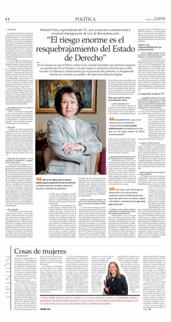 Entrevista a Marisol Peña diario El Mercurio